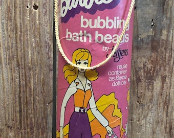 1974 Barbie Doll Tote, Mattel, Mergers, Vintage Bubbling Bath Beads Container