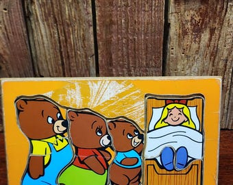 Vintage Connor Toy "The Three Bears" Wooden Puzzle (6 pc)