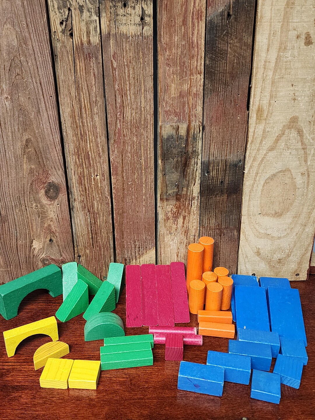 Wooden Children's Colored Building Blocks - Etsy