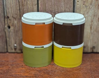 1970s Tupperware Spice Shaker Set, Harvest Colors