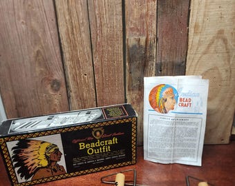 Vintage Official Boy Scout Indian Beadcraft Outfit Box w/Loom and Instructions