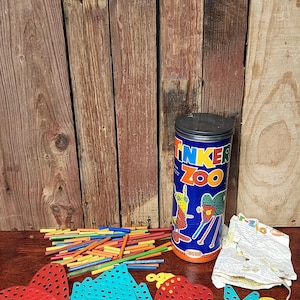 Vintage TinkerToys - Tinker Zoo Set (Original Can)