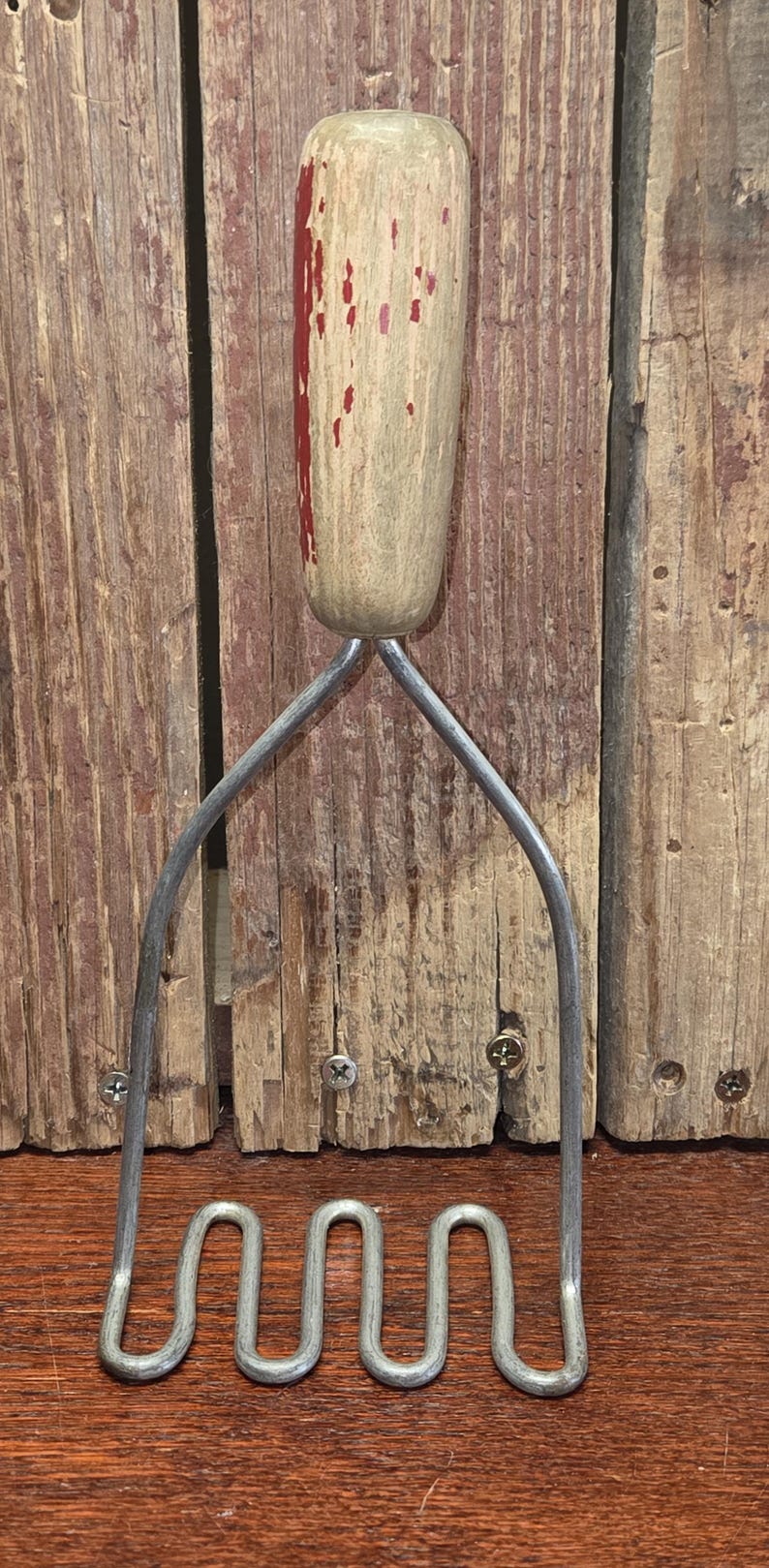 Vintage Chippy Red Handle Potato Masher - Etsy