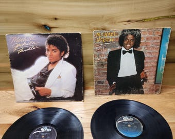 Vintage Michael Jackson - Thriller and Off the Wall - Vinyl Record Albums