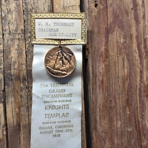 Commemorative Knights Templar Medal/Ribbon, Masonic, Freemasonry, Denver