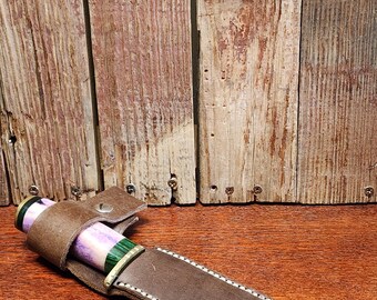 Hand-Made Damascus Hunting Knife with Leather Sheath