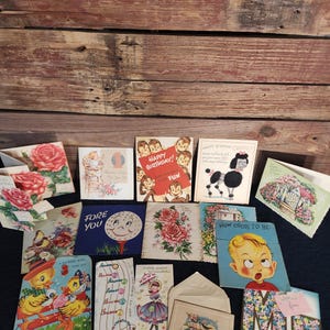 Cartões de Feliz Aniversário Vintage (Sem Uso)