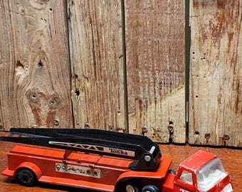 Vintage Tonka Metal Ladder Truck and Trailer