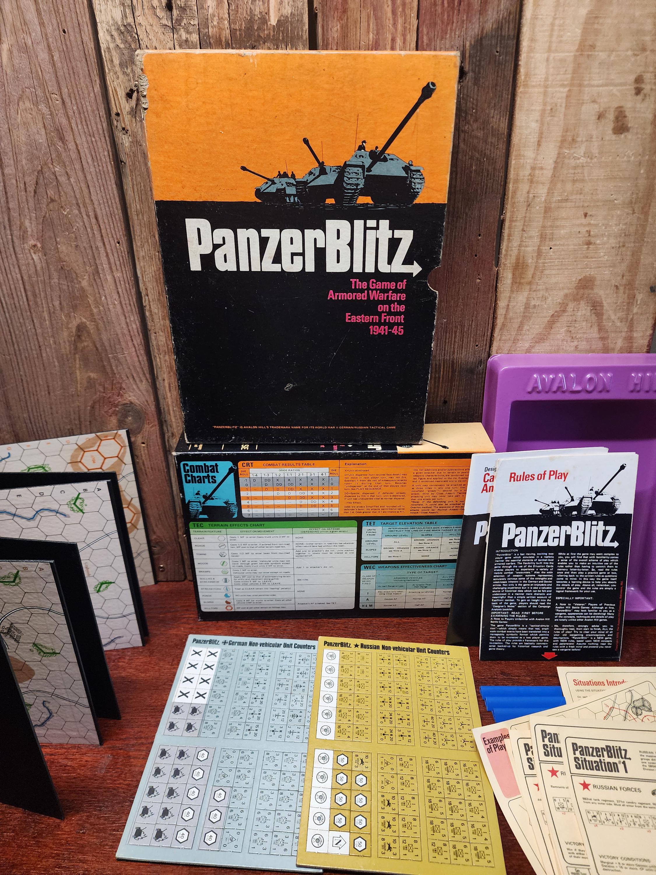 Vintage Panzerblitz Tactical Board Game by Avalon Hill (complete