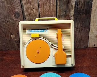1984 Fisher-Price - Sesame Street Music Box Record Player and Plastic Records
