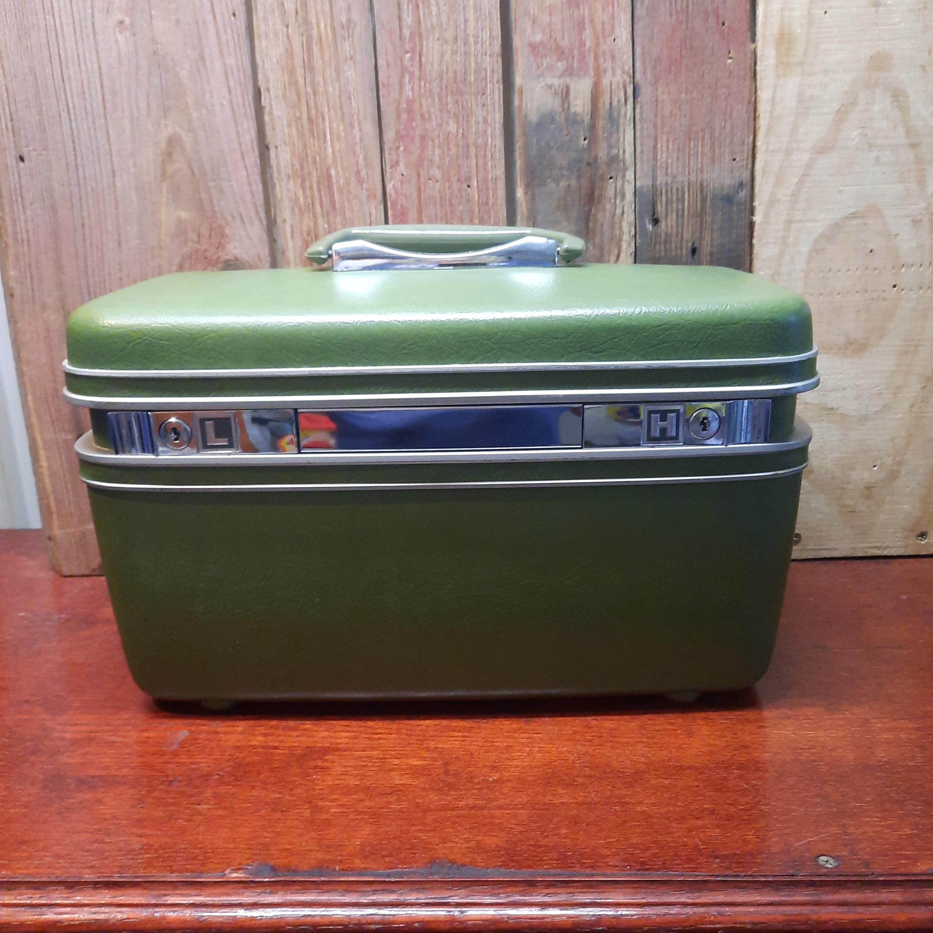 USA 1960’s Samsonite AVOCADO VINTAGE BAG Vintage Samsonite Avocado Green Leather Suitcase 1960s/70s