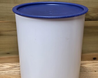 Tupperware One Touch Canister, White, Blue Seal
