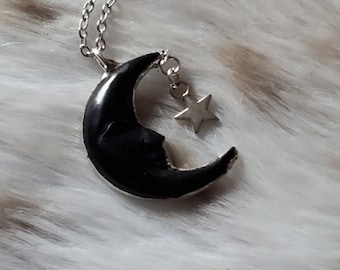 Dark Moon - Silver Soft Solder Pendant of Buffalo Horn