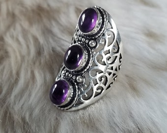 Genuine Amethyst Goddess Ring - size 9