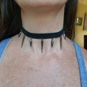 Black Suede Spiked Choker