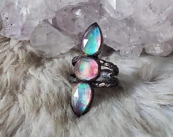 Witchlight - Storlek 7.5 US - Handgjord Aurora Opal Koppar Elektroformad Ring