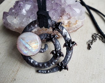 Samhain - Copper Electroformed Necklace with Moonstone