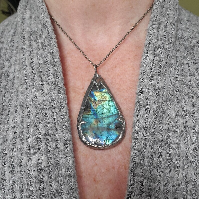 Nordic Shield soft solder pendant with Labradorite image 4