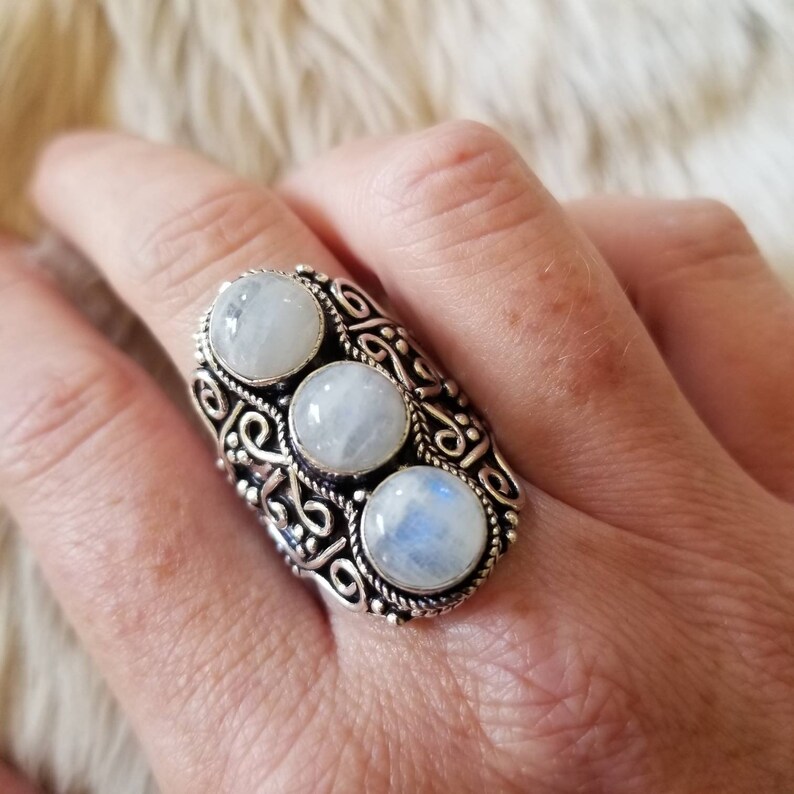 size 6.75 Genuine Moonstone Goddess Ring