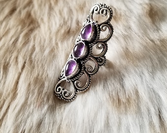 Genuine Amethyst Goddess Ring - size 5