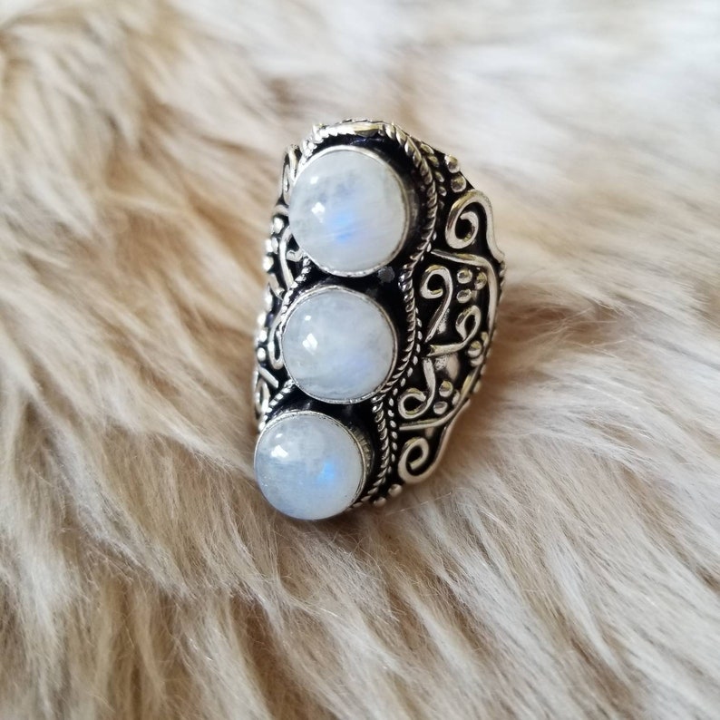 size 6.75 Genuine Moonstone Goddess Ring