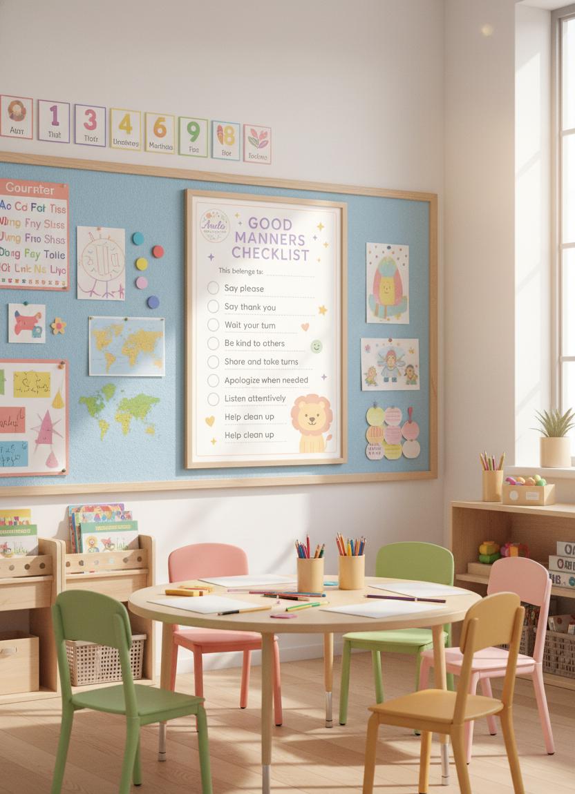Good Manners Checklist for Kids | 4-printable Behavior Chart Set ...