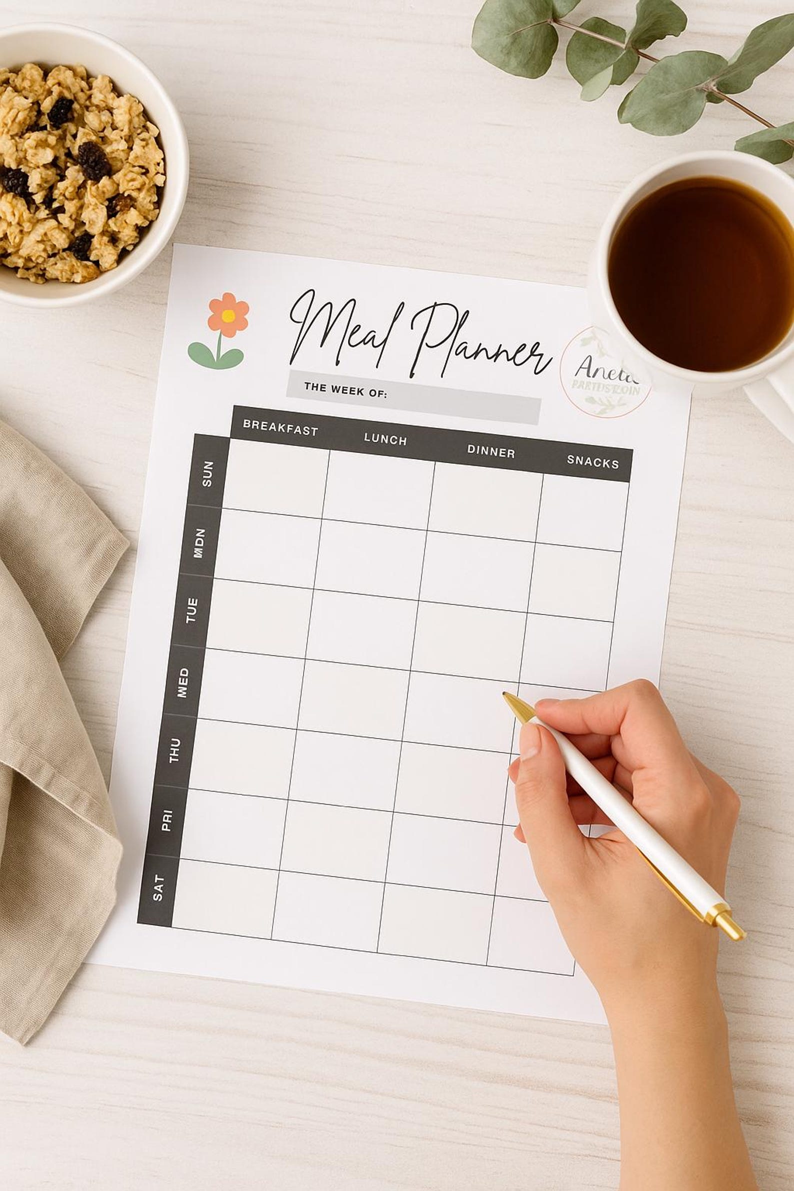 Floral Weekly Meal Planner Printable | Food Tracker (digital Download ...