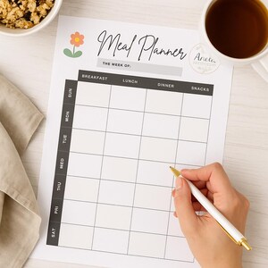 Floral Weekly Meal Planner Printable | Food Tracker (digital Download ...