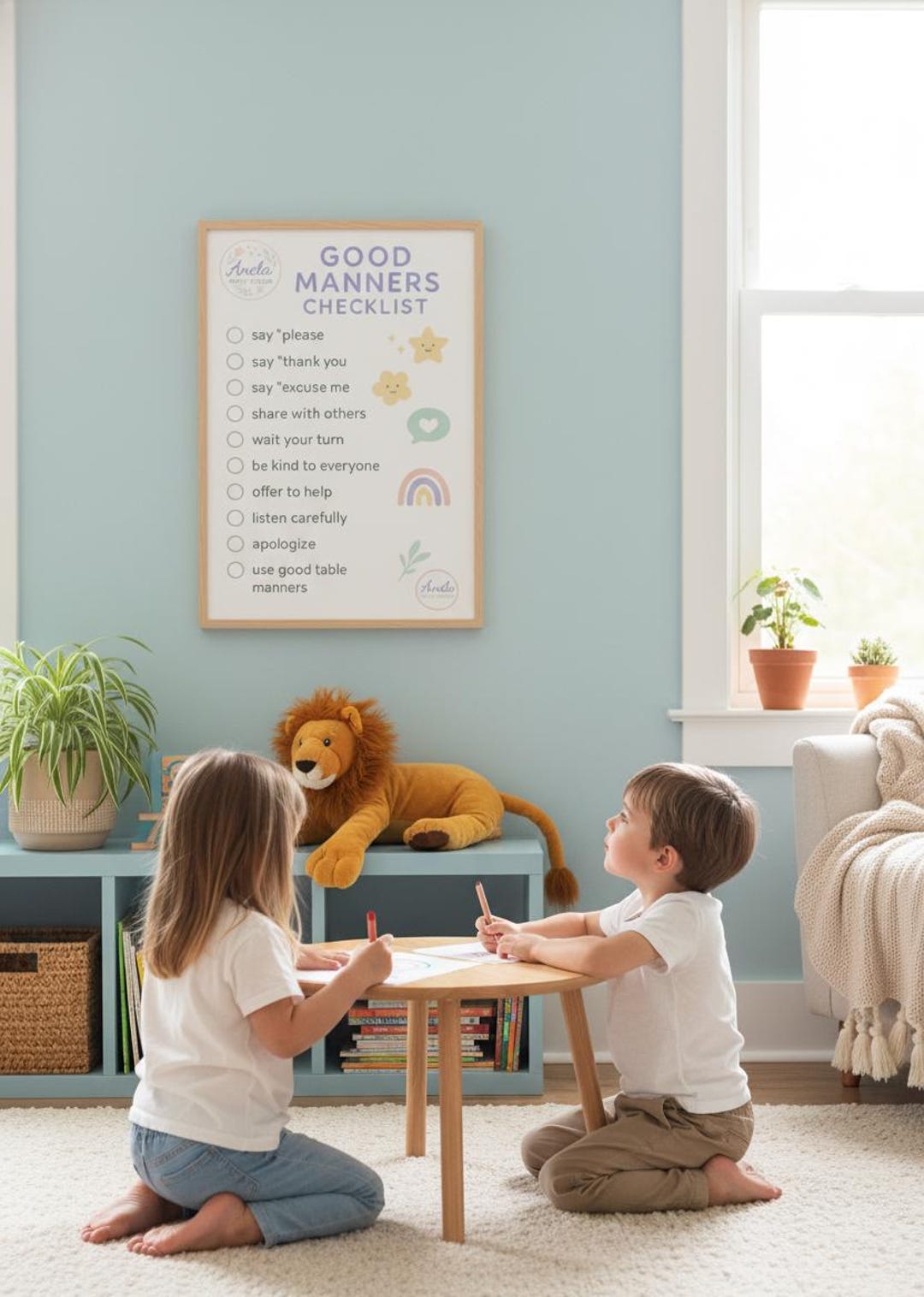 Good Manners Checklist for Kids | 4-printable Behavior Chart Set ...