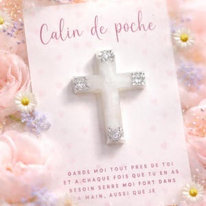 Abrazo de bolsillo personalizado – Cruz de resina