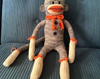 Restored Vintage  Sock Monkey Toy Doll from Rare Rockford Socks