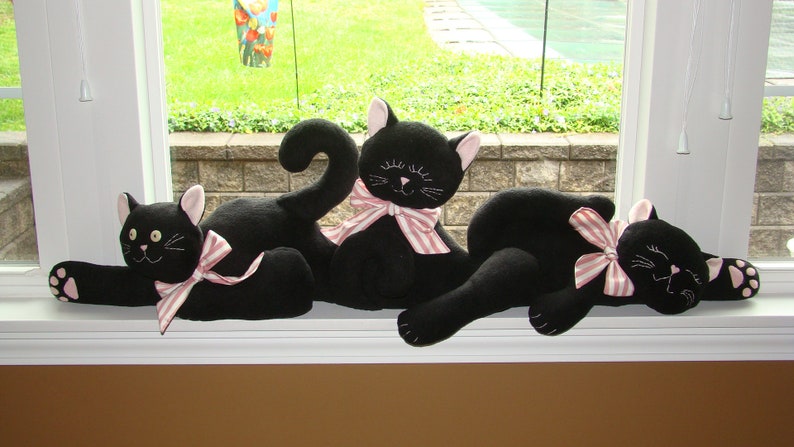 3 Black Cats Kittens Door Draft Stopper