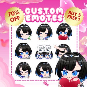 Emote Twitch personalizzate o emote di calcio / Emote Twitch per streamer Twitch, Facebook, Discord / Stile anime Chibi carino / Emote Twitch, Anime