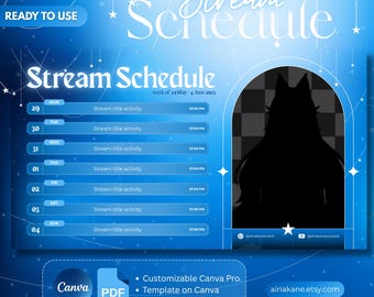 Blue Star Stream Schedule Template: Editable Canva Design (Digital Download)
