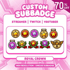 Aangepaste subbadges | Aangepaste twitch-badges, twitch-badges, schattige sub-badges, Twitch-afbeelding, kick-budges, kanaalpunt, eten, dier, huisdier