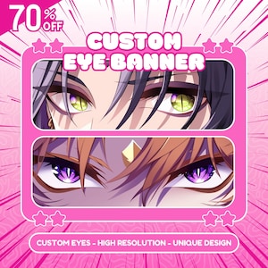 Aangepaste Twitch-banner | Oogbanner | Twitchbanner | Twitter | Youtube | Onenigheid | Hoge resolutie | Anime-illustratie | Bannerontwerp |