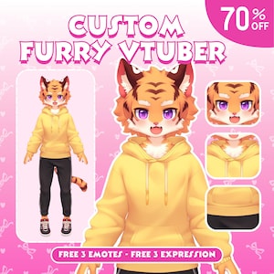 Aangepaste Live2D harige Vtuber | Harige vtuber, vtuber-model, harige avatar, vtuber, aangepaste vtuber, Fursona, Anthro, harige basis, harige kunst