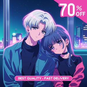 Benutzerdefinierte Retro Anime Stil, 90er Jahre Anime Portrait, Vintage Anime Stil, Vintage Anime Stil Retro Auftragsarbeit, Kommerzielle Nutzung