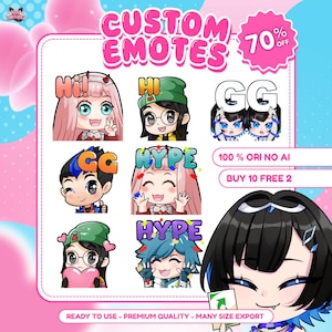 Custom Chibi Anime Twitch Emotes: Facebook, Discord