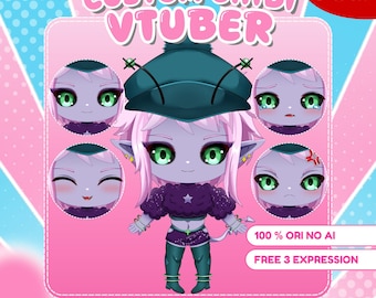 Aangepast Chibi VTuber-model: anime-personageontwerp + rigging
