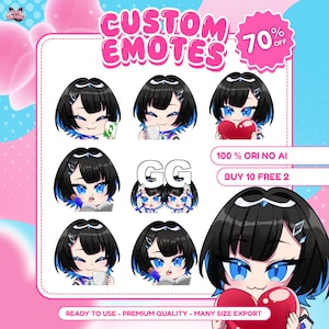 Custom Twitch Emotes Or Kick Emotes | Twitch Emote for streamer Twitch, Facebook, Discord | Twitch Emotes, Anime | Cute Chibi anime style
