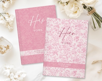 Personalized Wedding Vows Notebook, Toile de Jouy His and Her Vow Booklets, Custom Wedding Vow Books, Groom and Bride Vow Books Keepsake