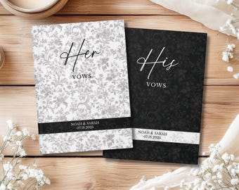 His and Her Vow Booklets, Toile de Jouy Custom Wedding Vow Books, Groom and Bride Vow Books Keepsake, Personalized Wedding Vows Notebook