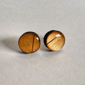 Natural Wood Stud Earrings | Glossy Finish | Round Minimalist Earrings