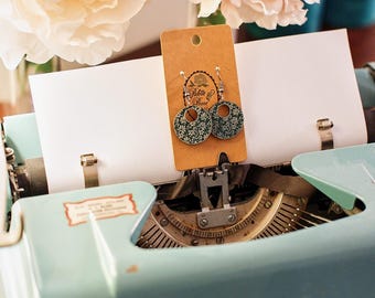 Vintage-Inspired Birch Wood Earrings | Floral Engraved | Round Dangle