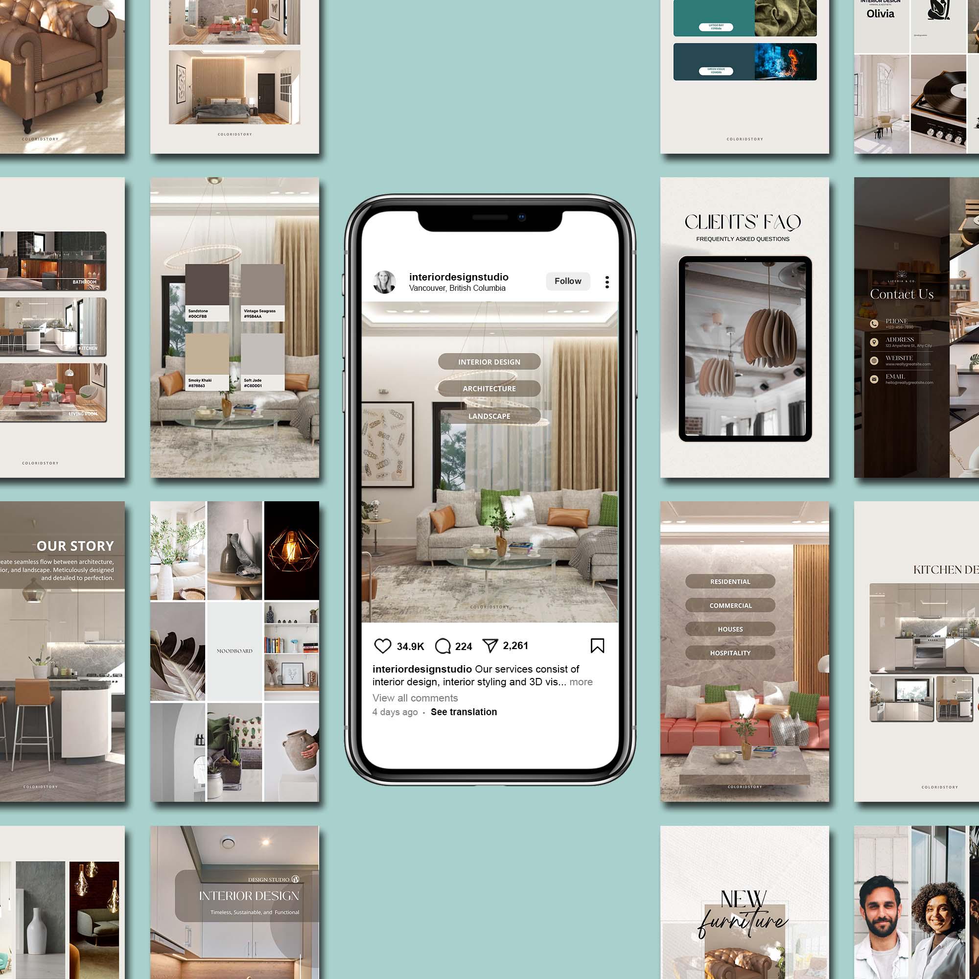 Interior Design Post Instagram, Feed & Stories Grid Template, Canva ...