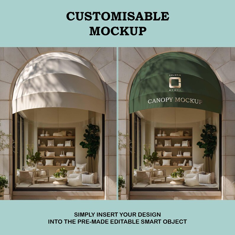 Canopy Shop Mockup PSD, Storefront Canopy Sign Template, Outdoor Shop ...