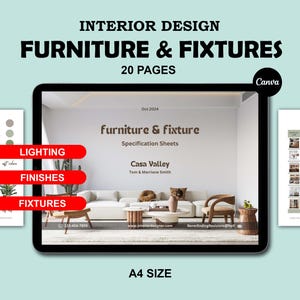 FF&E Interior Design Schedule Template, Project Budget Planner and Cost Tracking for Interior Designers