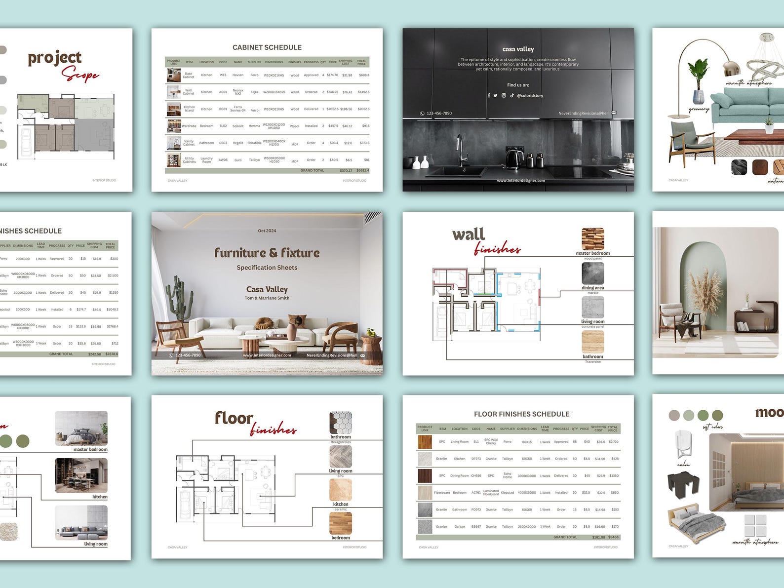 FF&E Interior Design Schedule Template, Project Budget Planner and Cost ...