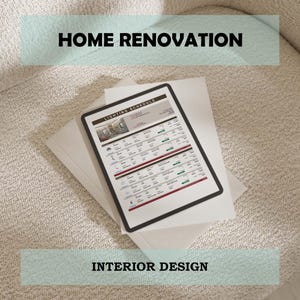 Home Renovation Product Specs Template, Interior Design Google Sheets for Fixtures, Finishes, Furniture Selection, FF&E Spec Schedule